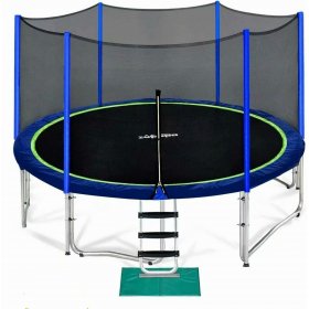 Zupapa No-Gap Design 16 15 14 12 10 8FT Trampoline for Kids with Safety Enclosure Net 425LBS Weight Capacity Outdoor Backyards Trampolines with Non-Slip Ladder for Children Adults Family