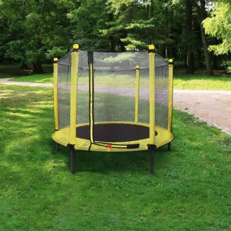 Toddler Trampoline with Safety Enclosure Net, 48 Kids Trampoline Little Trampoline, Small Indoor Outdoor Trampoline for Boys Girls, Max Load 220lbs, Yellow