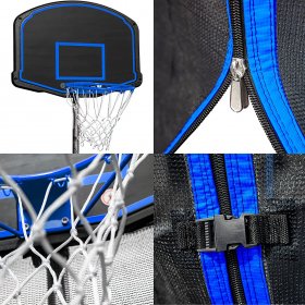 Jump Into Fun 16FT Trampoline with Enclosure Net for Kids/Adults, 1200LBS Outdoor Trampoline with Basketball Hoop, Ladder and Springs, Capacity 7-10 Kids Recreational Trampoline ASTM CPC CPSIA