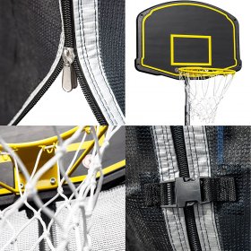 1800LBS 16FT Tranpolina for Adults Capacity for 8-10 Kids, Tranpolina with Basketball Hoop, Safety Enclosure Net, Spring Cover Padding and Ladder