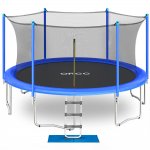 ORCC 15 14 12 10 8FT Trampoline 450 LBS Weight Capacity for Kids Adults with Safety Enclosure Net Wind Stakes Rain Cover Ladder