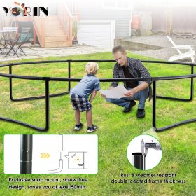 YORIN Trampoline for 7-8 Kids, 14 FT Trampoline for Adults with Enclosure Net, Basketball Hoop, Ladder, 1400LBS Outdoor Recreational Trampoline, Heavy Duty Trampoline with Light, Sprinkler, Socks