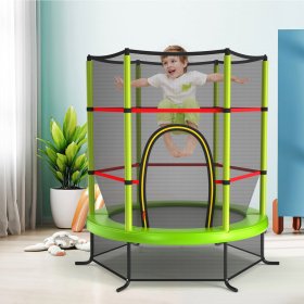Gymax 55 Recreational Trampoline for Kids Toddler Trampoline w/ Enclosure Net Green