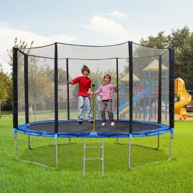 Maxkare 14FT Trampoline with Safety Enclosure for Kids Adults, Low Intensity Weight Capacity 450lbs