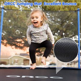 ORCC Kids Trampoline 15FT 14FT 12FT 10FT Basketball Trampoline Maximum Weight Capacity 450LBS with Safety Enclosure Net, Ladder, Rain Cover, Basketball Hoop and Ball
