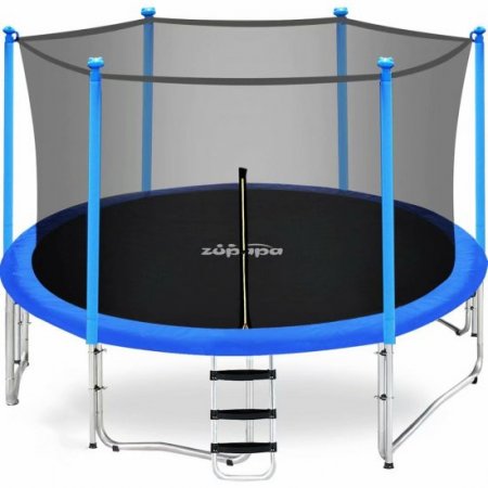 Zupapa 15FT 14FT 12FT 10FT Kids Trampoline 425LBS Weight Capacity with Enclosure net Include All Accessories Outdoor Backyard Trampoline