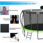 DreamBuck 14FT Pumpkin Shape Trampoline Sprinkler, Light Included 1200LBS Trampoline with Enclosure, Basketball Hoop, ASTM Approval, Outdoor Trampoline for Kids Adults Family Happy Time, Green