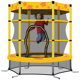 Aukfa Trampoline for Kids- 55 Toddler Trampoline with Net for Indoor and Outdoor Park- Yellow