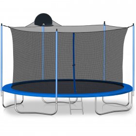 Trampoline for Kids, New Upgraded 12ft Outdoor Trampoline with Safety Enclosure Net Jumping Mat and Spring Cover Padding, Heavy-Duty Round Backyard Bounce Jumper Trampoline, LL504