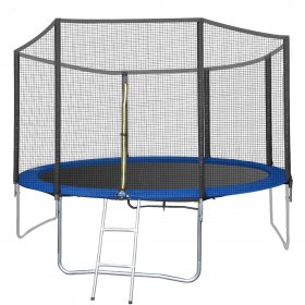 SEGMART 12FT Trampoline, Upgraded Outdoor Round Trampoline with Safety, Enclosure and Ladder, Outdoor Trampoline for Family School Entertainment, Heavy Duty Frame and Coiled Spring
