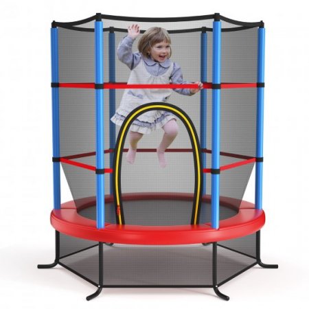 Costway 55 Kids Trampoline Bouncing Jumping Mat Recreational Trampoline W/Enclosure Net