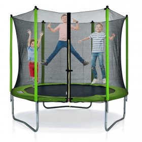 Zimtown 8 ft Kids Round Trampoline Combo, with Surround Enclosure, Green