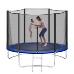 Kids Trampoline With Safety Enclosure Net And Ladder, 10x10x8.4ft 661lbs Load Outdoor Recreational Trampoline With Waterproof Jump Pad For Outdoor Toddler Trampolines, Black