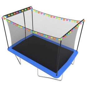 Jump Into Fun Trampoline 8FT x 12FT, Gymnastics Rectangular Trampoline with Enclosure, Star Lights, Rectangle Trampoline for Kids and Adults, Outdoor Large Backyard Trampoline 750LBS, ASTM CPC CPSIA