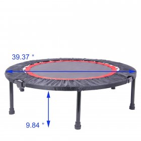 Foldable 40 Inch Exercise Trampoline for Adults and Kids-Indoor Fitness Rebounder Trampoline with Safety Pad,Perfect Urban Cardio Workout Home Trainer,Max Load 300LBS(Black)