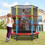 Gymax 55 Kids Trampoline Recreational Bounce Jumper W/Safety Enclosure Net Heavy-duty