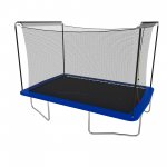 8Ft x 12Ft Kids Trampoline, Square Bouncer Trampolines with Heavy Duty Steel Tubes and Safety Enclosure Net, Exercise Trampoline Playing Equipment with 4 U-shaped Legs for Outdoor Indoor, Blue