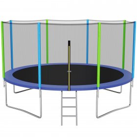 YORIN 1000LBS 12FT 14FT Trampoline for Kids Adults, Outdoor Trampoline with Safety Enclosure Net, Recreational Trampoline with Ladder, Heavy Duty No Gap Design Trampoline Capacity for 5-6 Kids