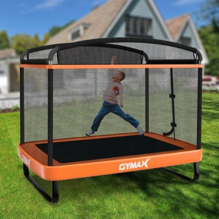 Gymax 6FT Recreational Kids Trampoline W/Swing Safety Enclosure Indoor/Outdoor Orange