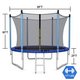 Gymax 8FT Trampoline Jumping Exercise Recreational Bounce W/Safety Net