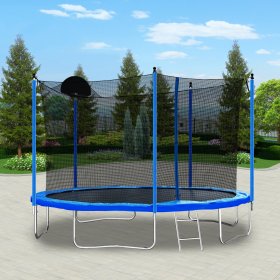 SESSLIFE 12FT Trampoline with Basketball Hoop, Outdoor Recreational Rebounder Trampoline with Enclosure Net for Kids and Family, ASTM Approved Round Fitness Trampoline, Anti-UV Jumping Mat, TE649