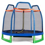 Costway 7FT Kids Trampoline W/Safety Enclosure Net Spring Pad Indoor Outdoor Heavy Duty