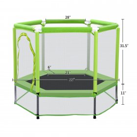 KOFUN 55 Trampoline for Kids, Toddlers Trampoline with Enclosure Net and Balls, Mini Trampoline, Indoor & Outdoor Trampoline, Gifts for Kids, Baby Toddler Trampoline Toys, Green