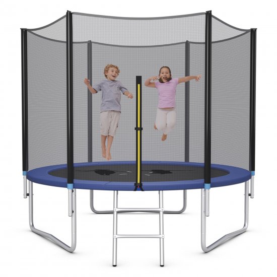 Gymax 8 FT Outdoor Trampoline Bounce Combo W/Safety Closure Net Ladder