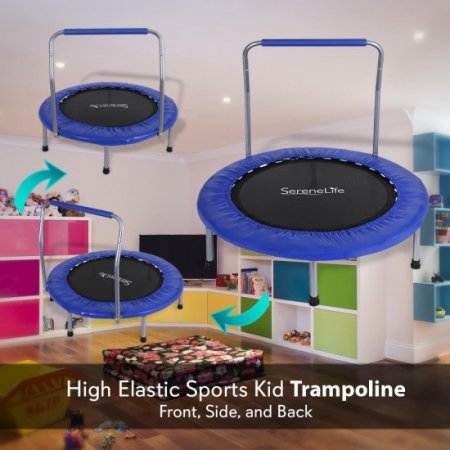 SereneLife SLSPT365 Jumping Fun Sports Trampoline, Kids Size