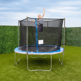 Trujump 10ft Round Trampoline with Classic Steel Enclosure Combo. Meets or Exceeds ASTM Safety Standards