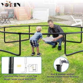 YORIN Trampoline for 5-6 Kids, 12 FT Trampoline for Adults with Enclosure Net, Basketball Hoop, Ladder, 1200LBS Weight Capacity Outdoor Recreational Trampoline, ASTM Approved Heavy Duty Trampoline