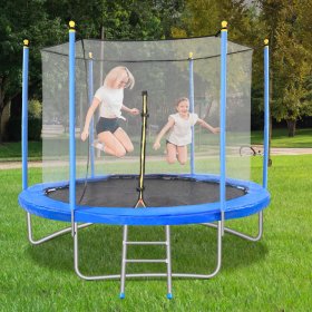 10 FT Trampoline for Kids Adults with Enclosure, Backyard, Spring Cover, Net Recreational Rebounder Backyard Outdoor