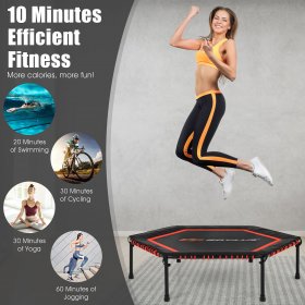 Goplus 50 Hexagonal Fitness Trampoline Exercise Rebounder W/Pad for Kids Adults