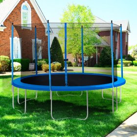 13 FT Outdoor Trampoline for Backyard, Outdoor Trampoline with Safety Enclosure Net, Steel Tube, Circular Trampolines for Adults/Kids, Family Jumping Trampoline, Kids Round Trampoline, Q17173