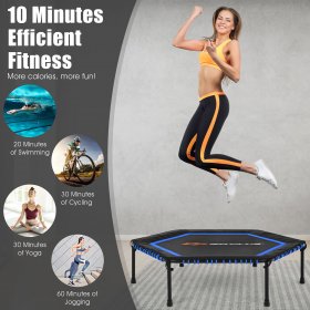 Goplus 50 Hexagonal Fitness Trampoline Exercise Rebounder W/Pad for Adults Kids