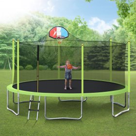 MOONSUN Trampoline for Kids Adults, Trampolines with Safety Enclosure Net, Basketball Hoop and Ladder, 8FT 10FT 12FT 14FT 15FT 16FT