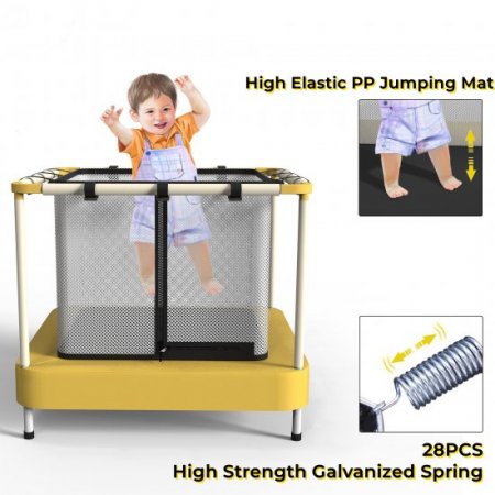 Elitezip 40 Trampoline for Kids, 100 LBS Mini Toddler Trampoline with Safety Net, Outdoor & Indoor Heavy Duty Square Trampoline with Superior Bounce, 28 PCS Galvanized Spring, Age 3-6, Yellow