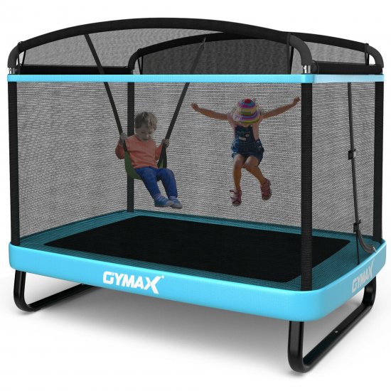 Gymax 6FT Recreational Kids Trampoline W/Swing Safety Enclosure Indoor/Outdoor Blue