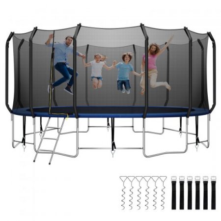 16ft Trampoline with Wind Stakes and Safety Enclosure Net, Outdoor Recreational Trampoline with Waterproof Jumping Mat and Safety Pad for Kids Teens Adults , Hold Up to 1000lbs