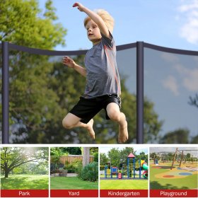 14FT Trampoline, 2021 Upgraded Outdoor Round Trampoline with Safety Enclosure, Basketball Hoop and Ladder, Outdoor Trampoline for Family School Entertainment, Heavy Duty Frame & Coiled Spring, B4441