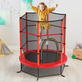Gymax 55 Recreational Trampoline for Kids Toddler Trampoline w/ Enclosure Net Red