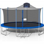Jump Into Fun 16 feet Trampoline with Enclosure for Adults Kids, Outdoor with Basketball Hoop, Upgraded Capacity 1000lbs, ASTM Approved Heavy-Duty Fitness Trampoline for Backyard for 8-9 Kids