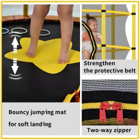 SESSLIFE 55 Mini Trampoline for Kids, Yellow Toddler Trampoline with Safety Enclosure Net, Max Load 100lb, TE1686