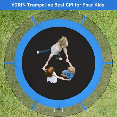 YORIN Trampoline for 2-3 Kids, 8 FT 10FT Trampoline for Adults with Enclosure Net, Ladder, 800LBS Weight Capacity Outdoor Round Recreational Trampoline, ASTM Approved Heavy Duty Trampoline