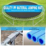 14 FT Trampoline with Basketball Hoop, Safety Enclosure Net, Waterproof Mat and Ladder, Outdoor Backyard Trampolines, 800LBS Capacity 5-6 Kids, Basketball Trampoline for Kids/Adults