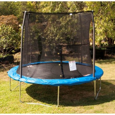 JumpKing JK10VC1 10 Foot Outdoor Trampoline w/ Safety Net Enclosure, Blue