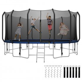 Upgrade 16FT Trampoline with Thickened Balance Bar, Wind Proof Stakes and Safety Net, 1000LBS Capacity Trampoline for 6-8 Kids, SATM Approved Combo Bounce Outdoor Trampoline for Kids Family Happy Time