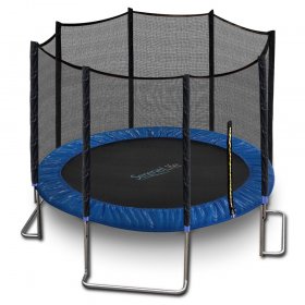 SereneLife SLTRA10BL Home Backyard Sports Trampoline Large Outdoor Jumping Fun Trampoline for Kids / Children, Safety Net Cage (10 ft.)
