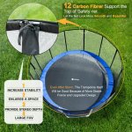 Exacme 15 FT Round Trampoline with 400 LBS Weight Limit&Upgraded Carbon Fiber Support Pole With Green Basketball Hoop