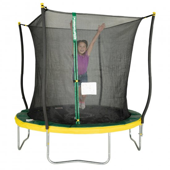 Bounce Pro 8\' Trampoline, Flash Light Zone, Classic Safety Enclosure, Green/Yellow